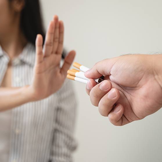Lady declines cigarettes