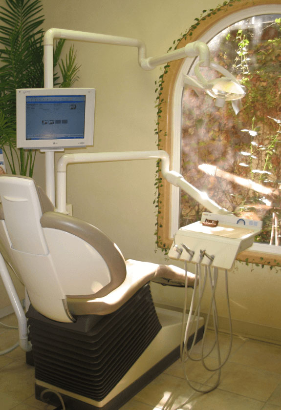 Back view of chair in dental treatment area