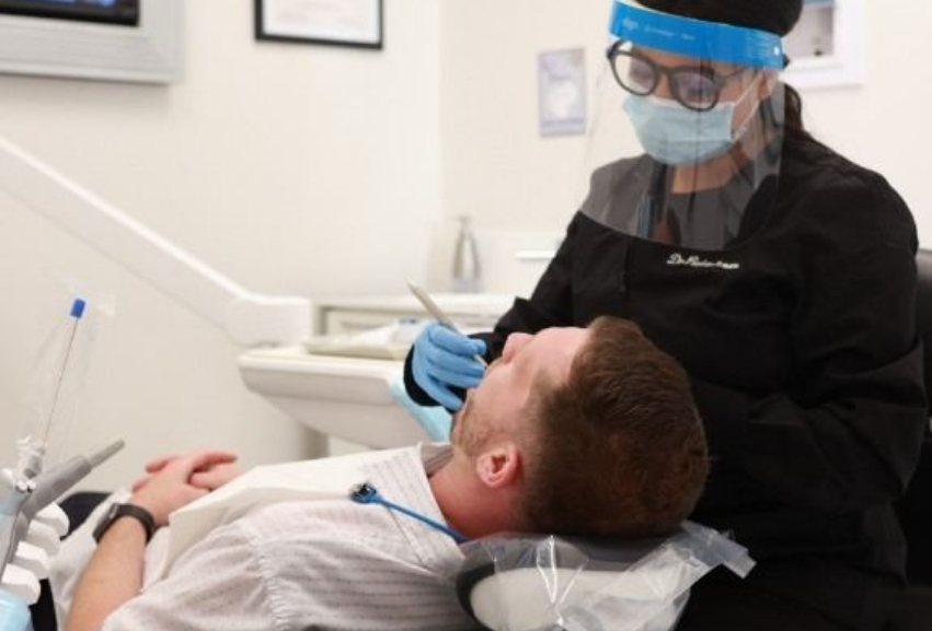 Man getting a dental cleaning